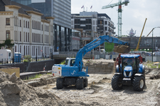 910375 Afbeelding van de werkzaamheden ten behoeve van het opnieuw aanleggen van de Stadsbuitengracht te Utrecht, ter ...